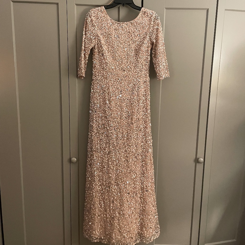 Adrianaan Papell Pink Sequin Ball Gown Dress